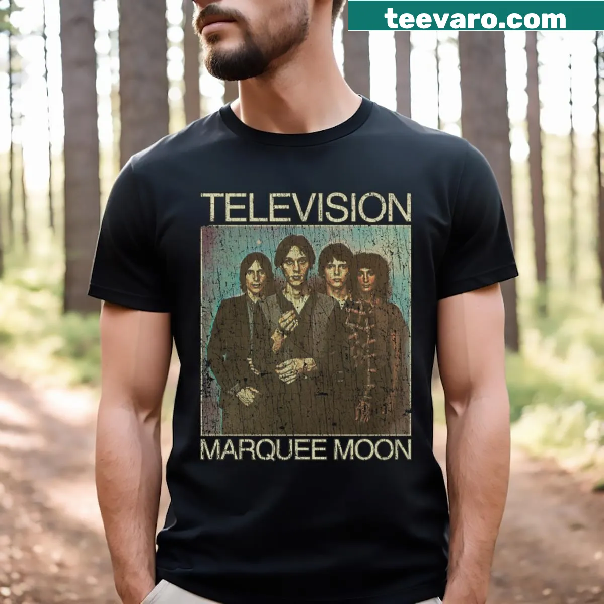 Vintage-inspired T-shirt celebrating the Marquee Moon album from 1977 — on a men's t-shirt