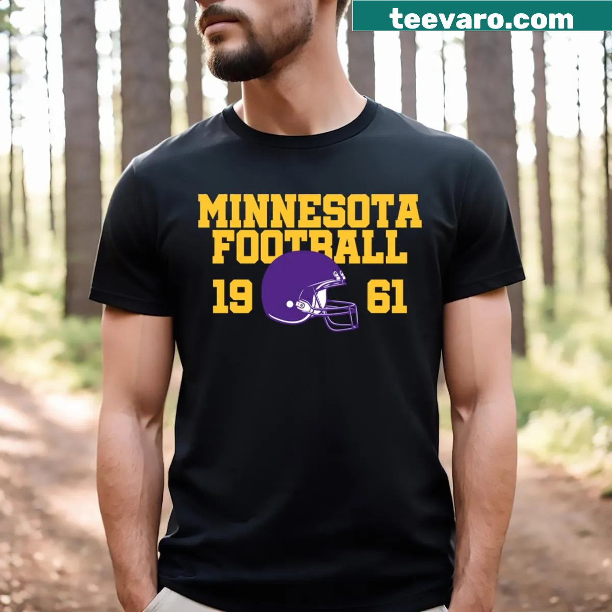 Vintage-style Minnesota football t-shirt with a classic football graphic — on a men's t-shirt