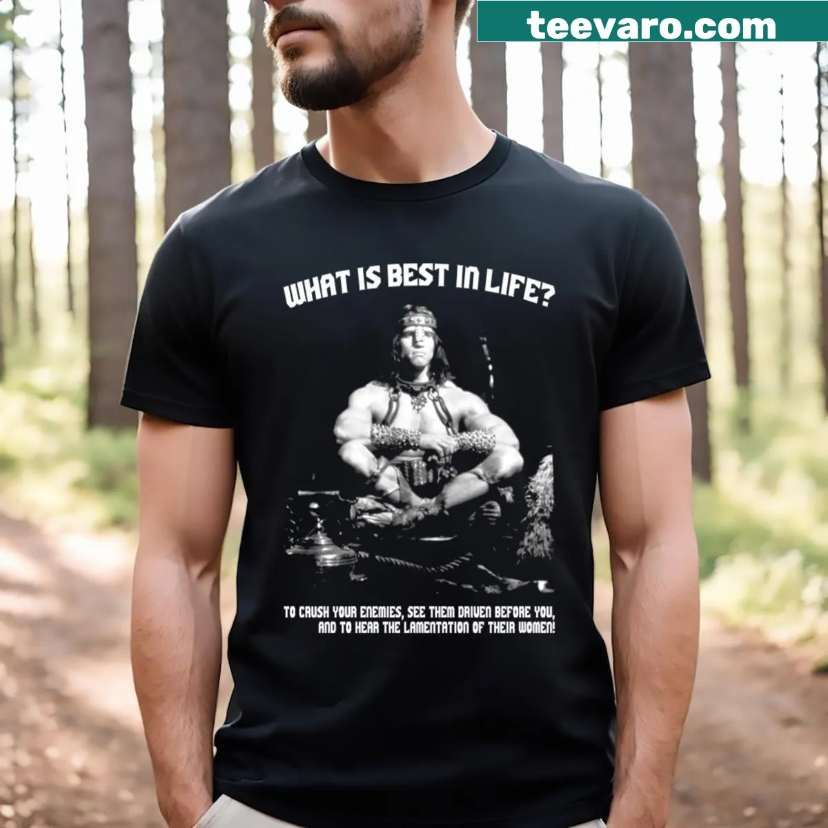 Thulsa Doom illustration on a Conan the Barbarian t-shirt — on a men's t-shirt