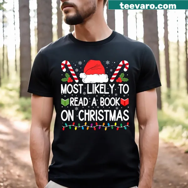 Cute matching family Christmas t-shirt for book lovers
