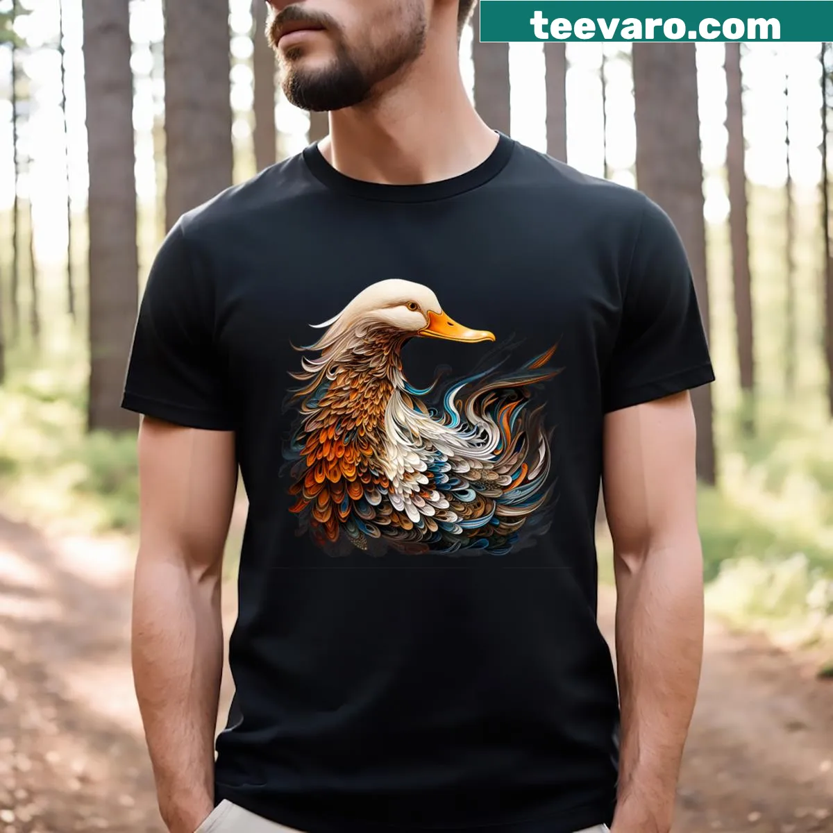 Cartoon mallard duck design for playful duck lovers — on a men's t-shirt