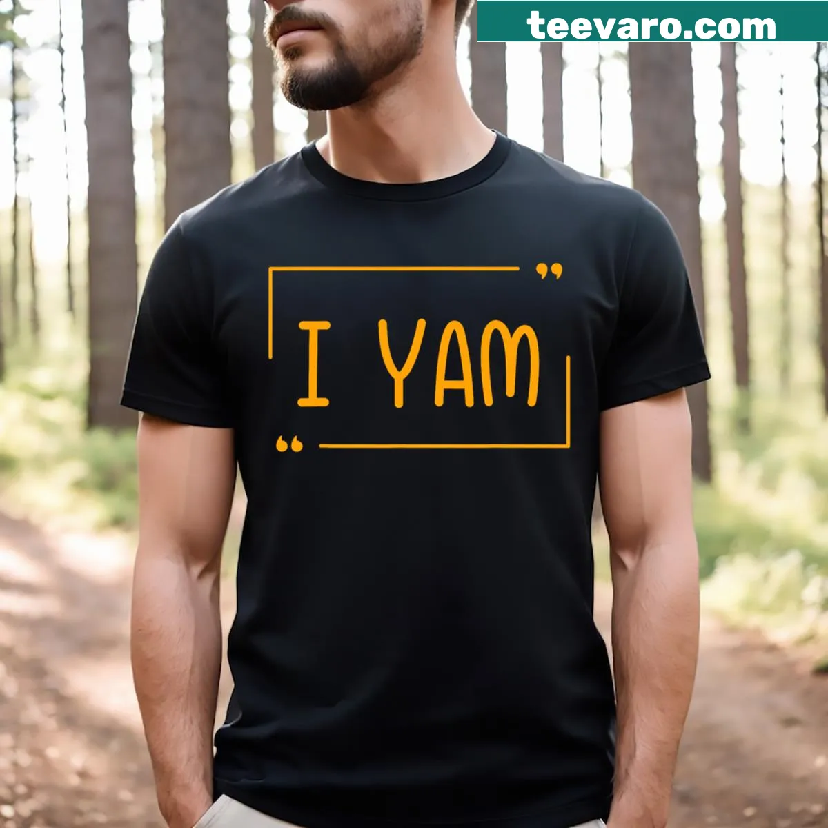 Couple matching T-shirt with 'She's My Sweet Potato I Yam' text — on a men's t-shirt