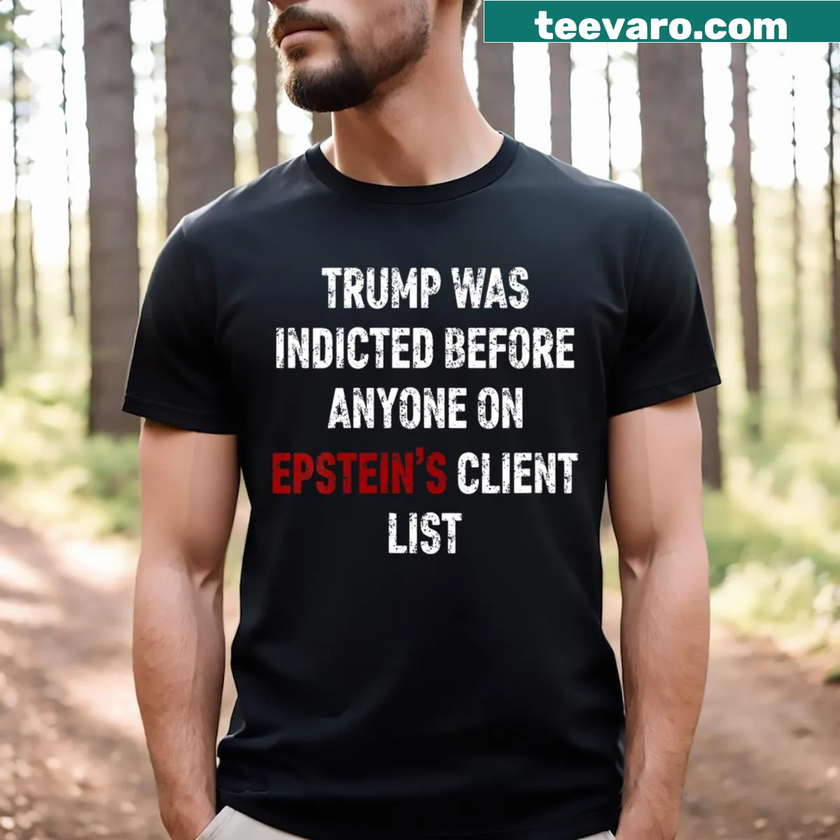 Provocative v-neck t-shirt with political message about Trump — on a men's t-shirt