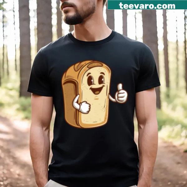 Cartoon design of various types of bread on a shirt