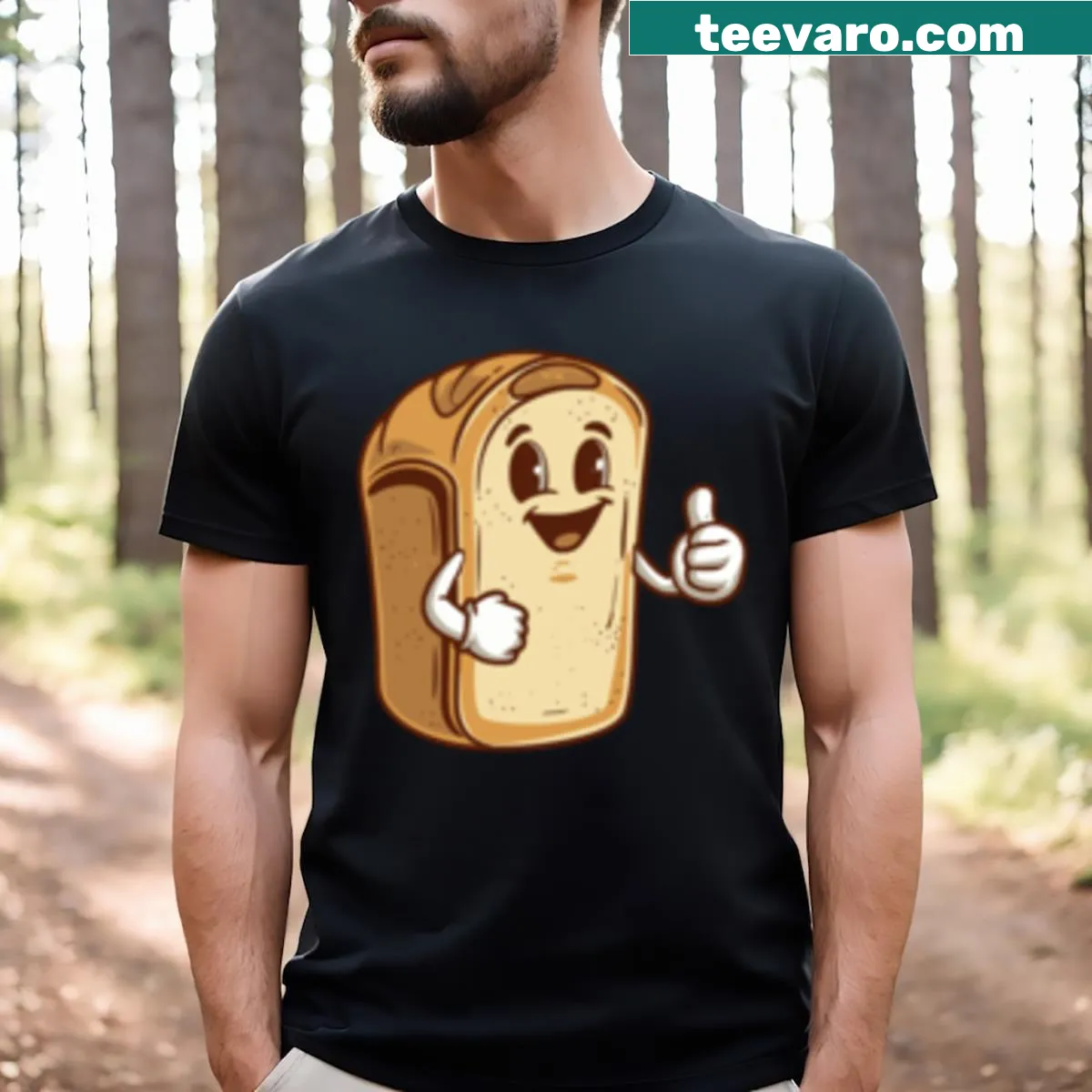 Cartoon design of various types of bread on a shirt — on a men's t-shirt