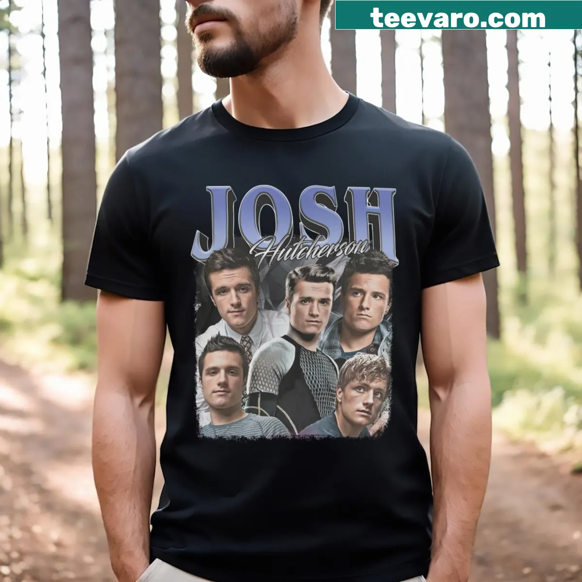Retro design t-shirt featuring Josh Hutcherson for fans — on a men's t-shirt