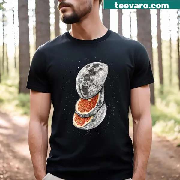 T-shirt featuring whimsical lunar fruits illustration