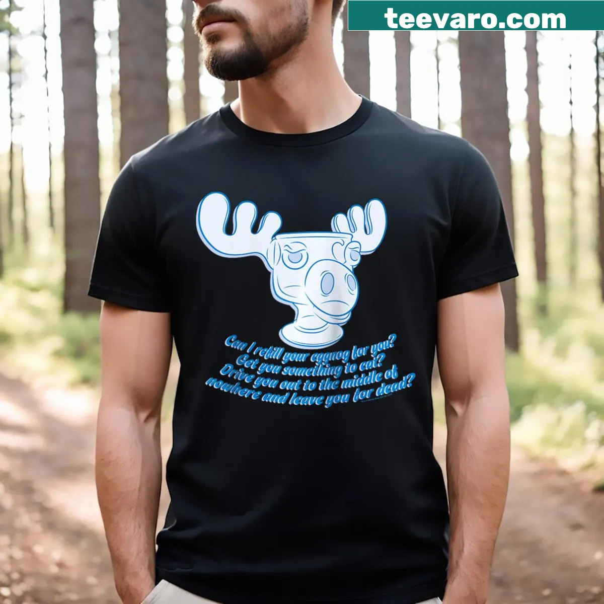Raglan tee featuring National Lampoon's Christmas Vacation moose mug illustration — on a men's t-shirt