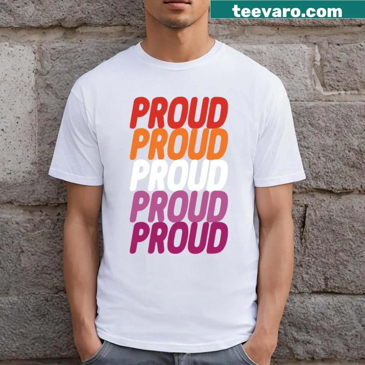 Heartfelt T-shirt with 'Proud And Out' in meaningful typography — on a men's t-shirt