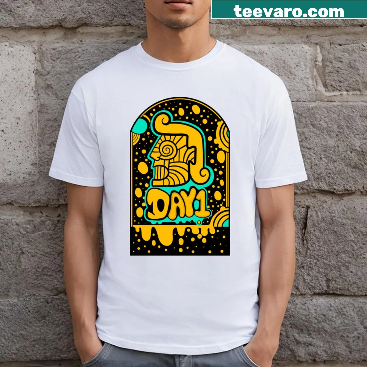 Tribute shirt featuring the band's name and design elements. — on a men's t-shirt
