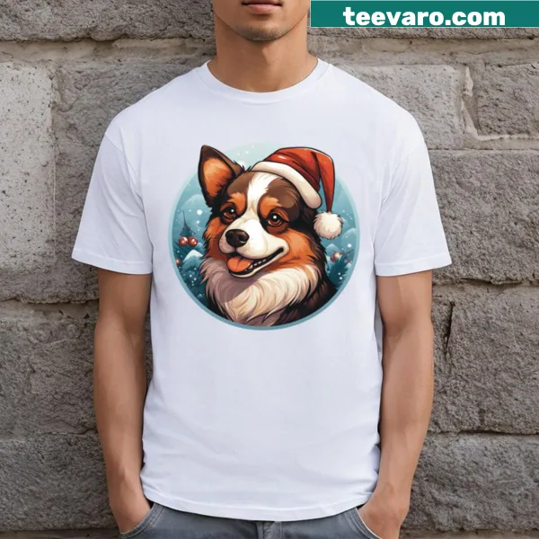 Cute dog illustration in Christmas theme on a t-shirt