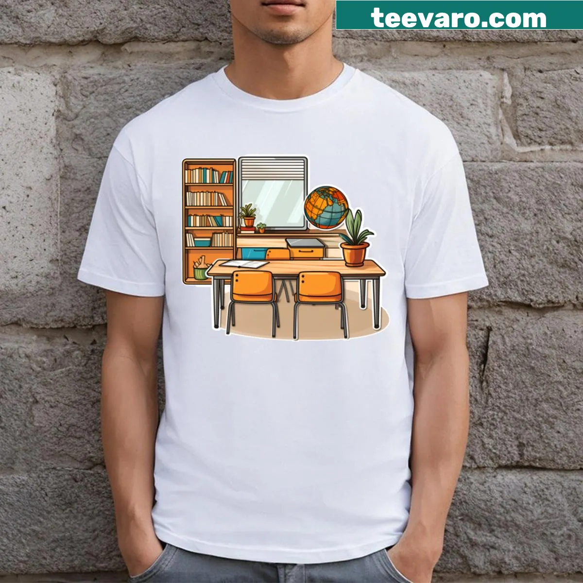 Teacher-themed classroom T-shirt with inspirational typography — on a men's t-shirt