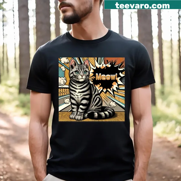 Cute cartoon cat t-shirt with playful design
