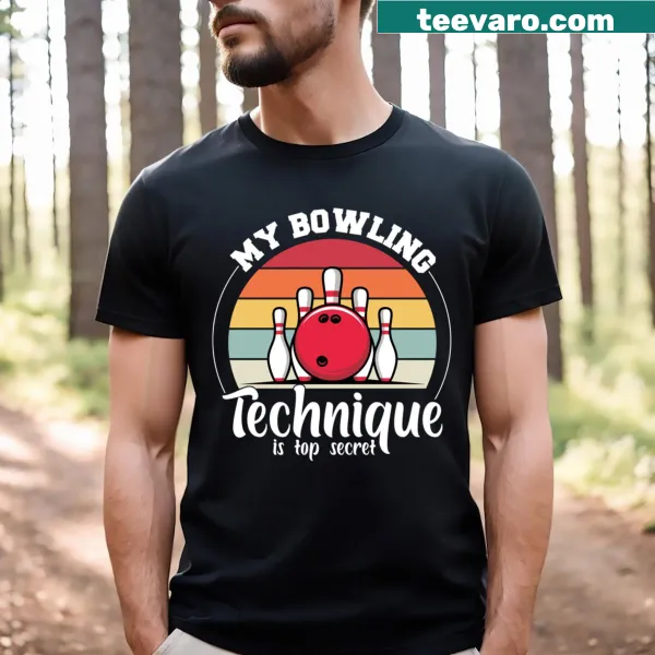 Vintage bowling t-shirt with a humorous top secret slogan