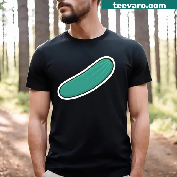 Cartoon cucumber T-shirt promoting healthy eating