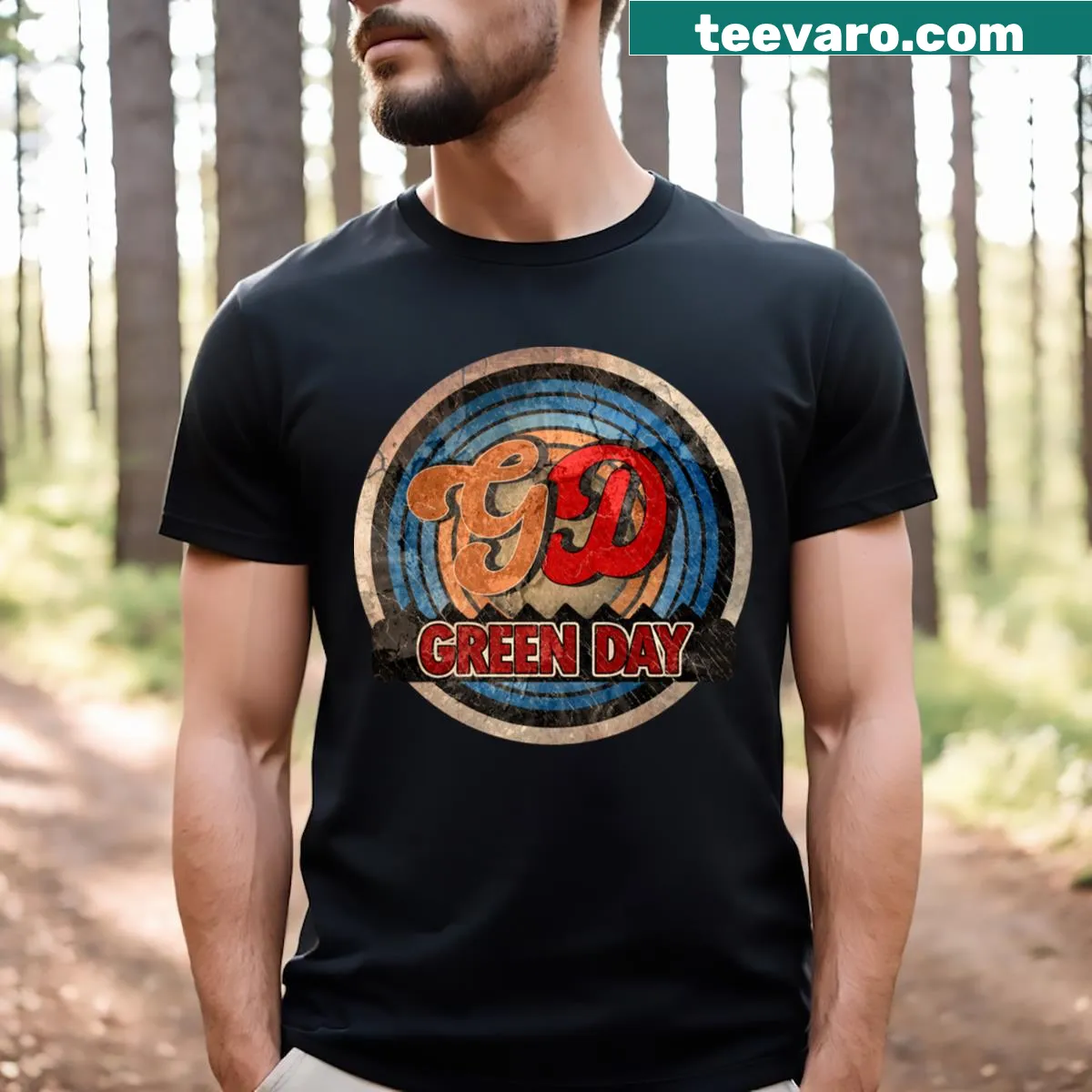 Vintage-style I Am Strong Green Day T-shirt with a bold graphic — on a men's t-shirt