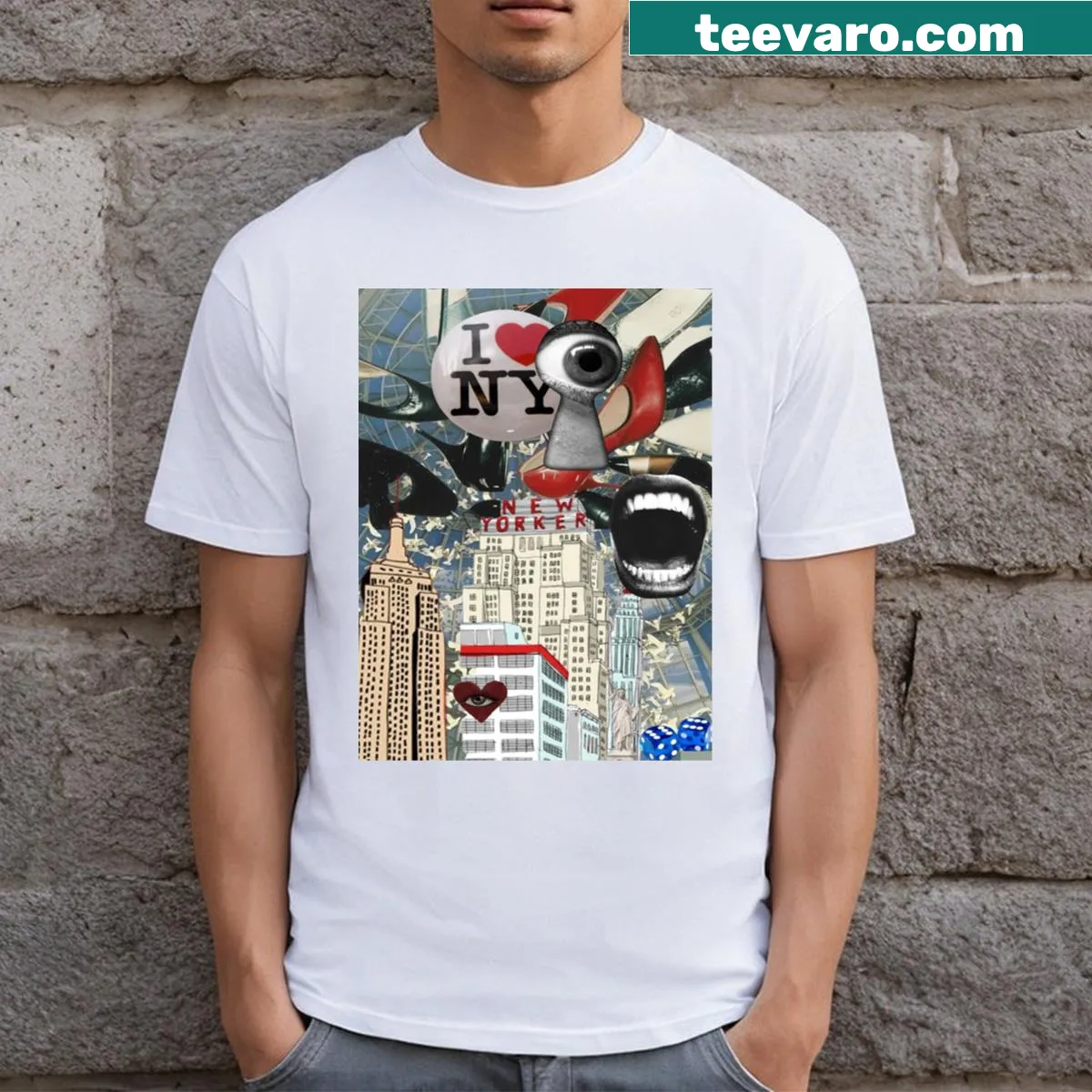 Simple design T-shirt with I Love NY text — on a men's t-shirt