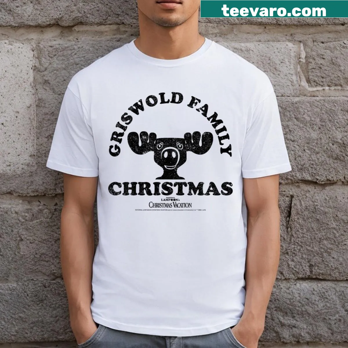 Kids t-shirt featuring National Lampoon's Christmas Vacation text — on a men's t-shirt
