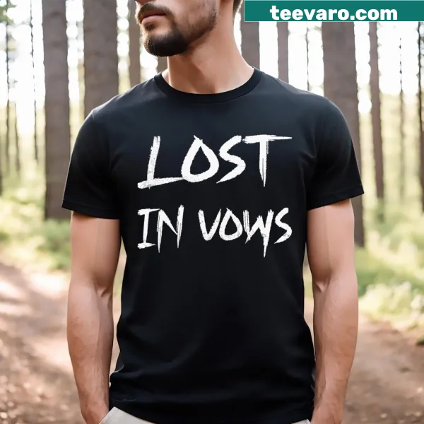 Sentimental T-shirt with elegantly scripted phrases about love and commitment.