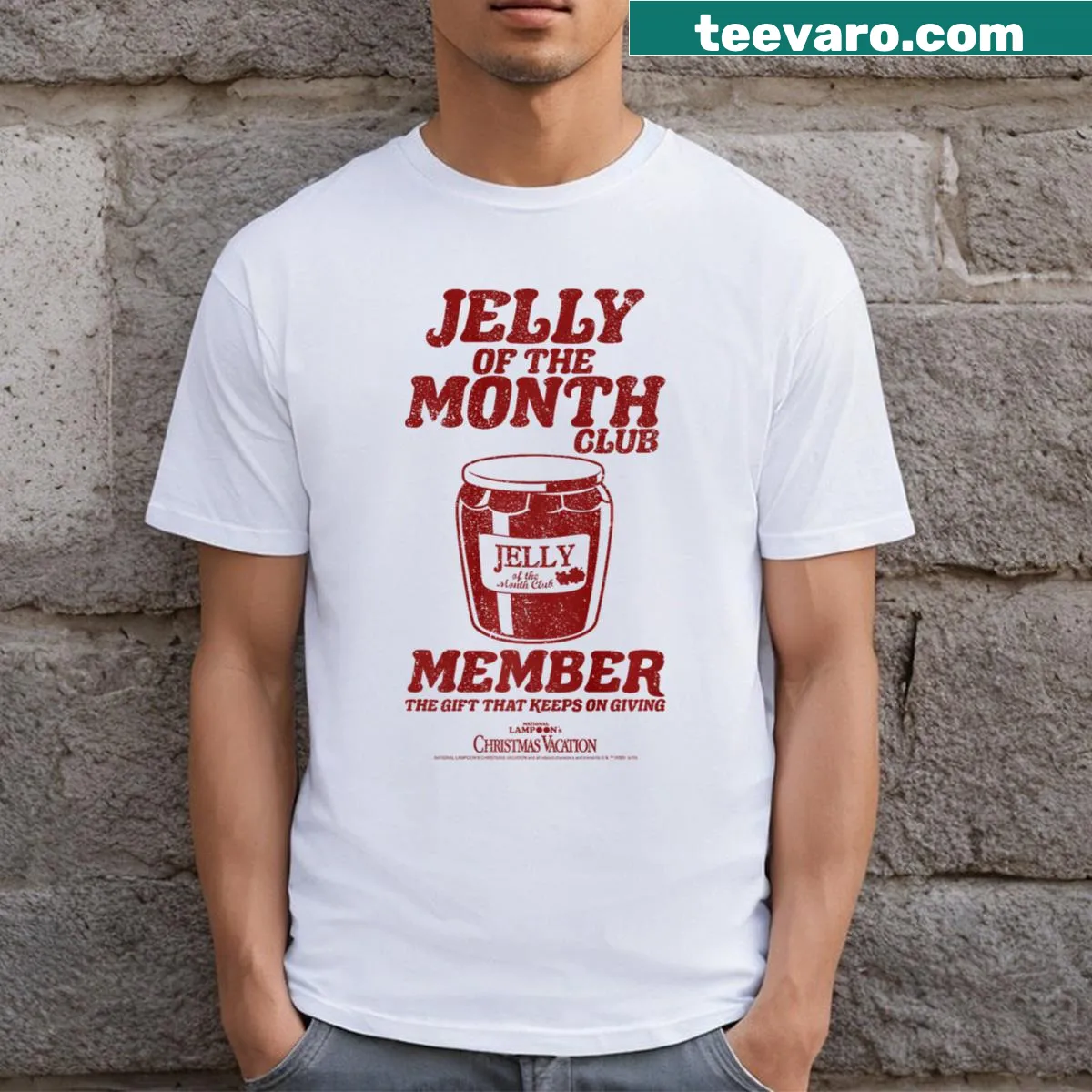 Funny Jelly Of The Month Club t-shirt inspired by Christmas Vacation — on a men's t-shirt