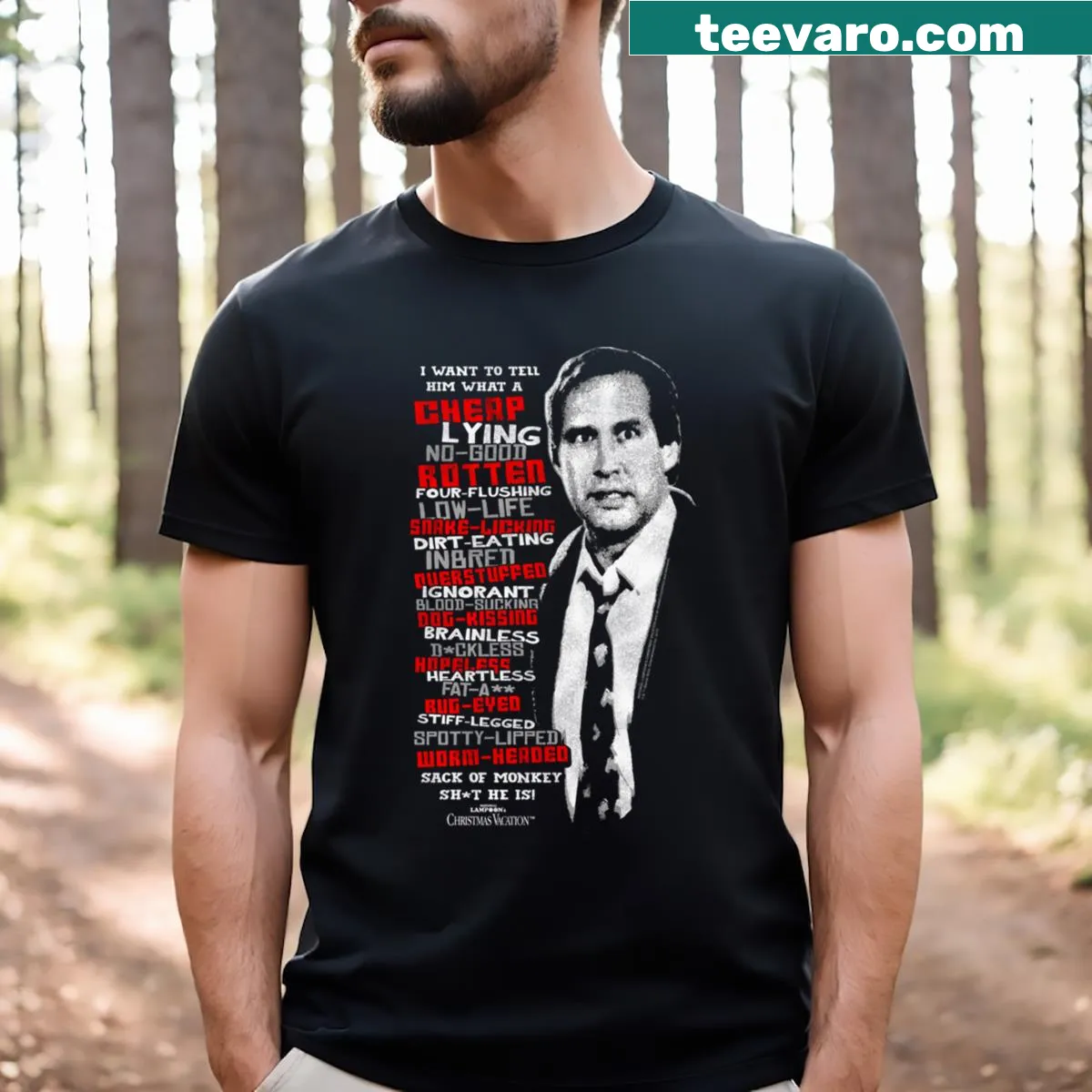 Profanities design pullover t-shirt inspired by Christmas Vacation — on a men's t-shirt