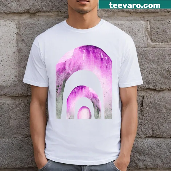 Elegant T-shirt with pink watercolor abstract arches design