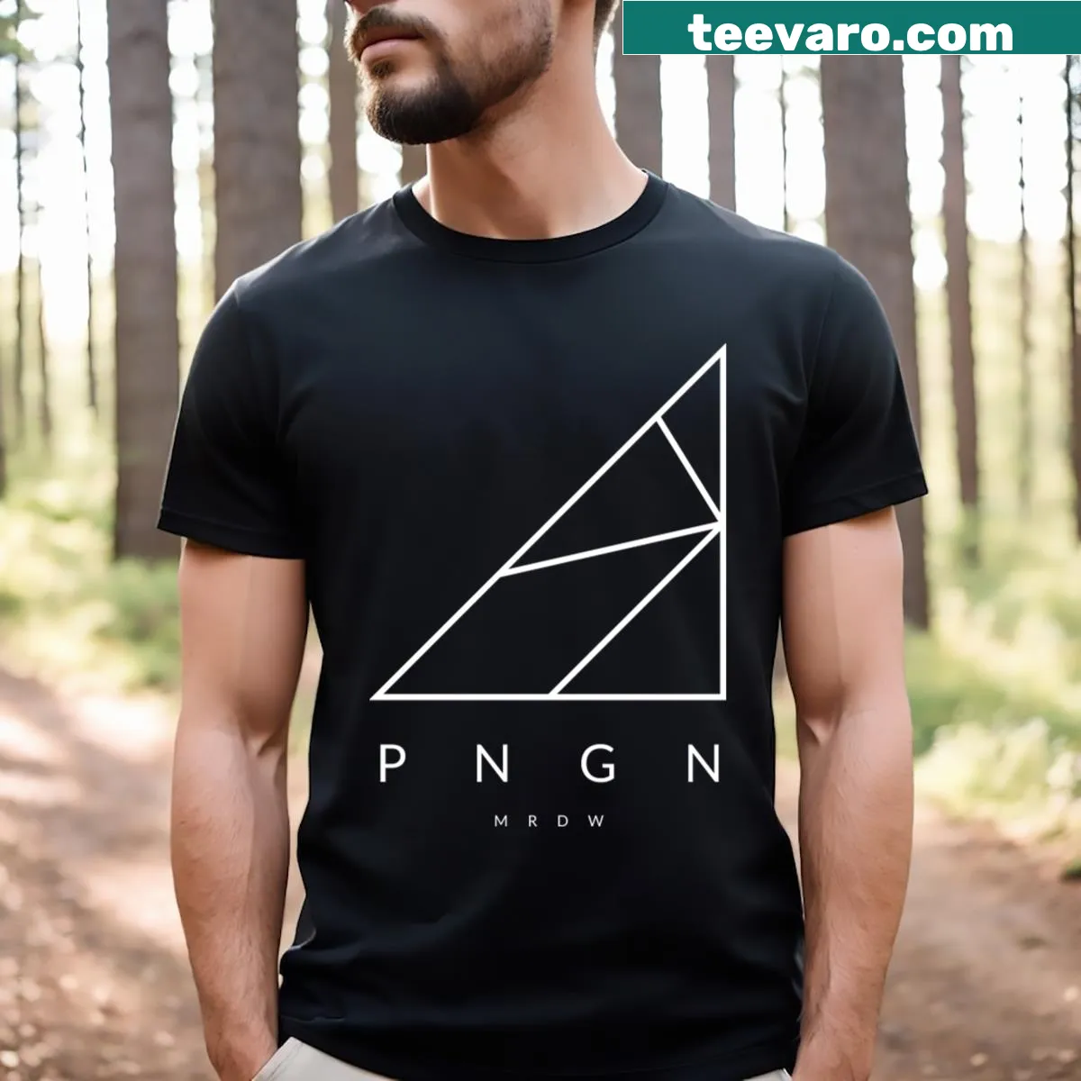 Minimalist T-shirt with a geometric penguin silhouette design — on a men's t-shirt