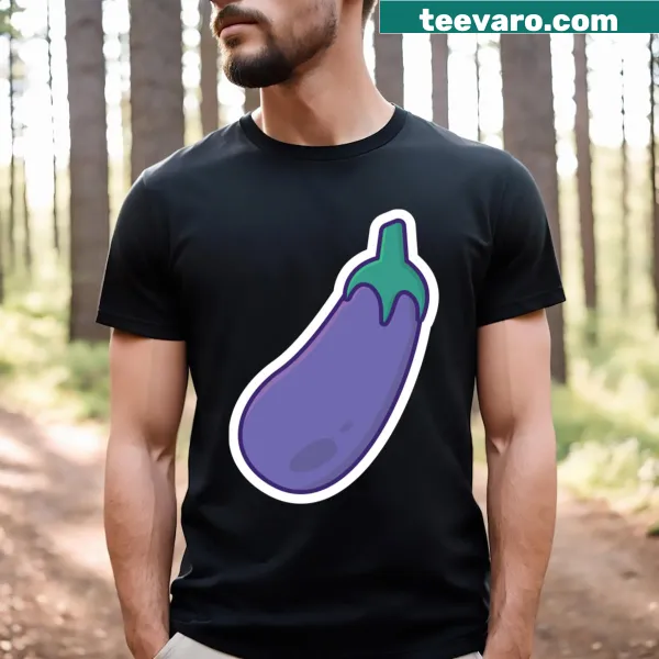 Vector illustration of a purple eggplant on a T-shirt