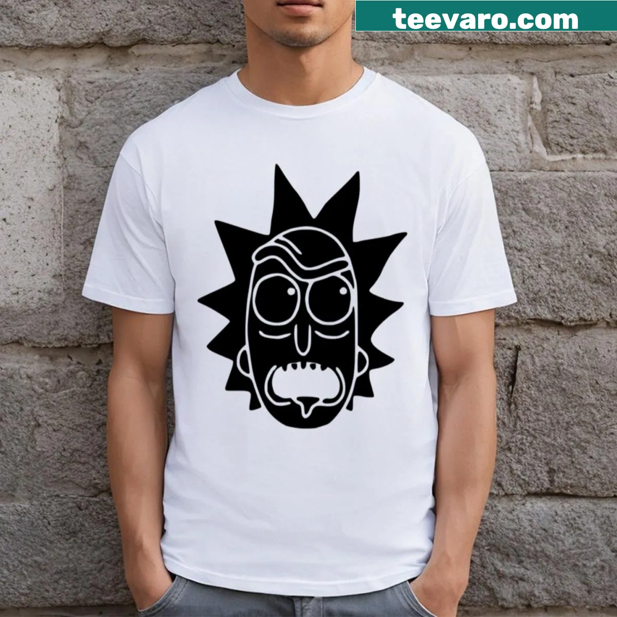 Rick and Morty themed t-shirt featuring cartoon characters — on a men's t-shirt