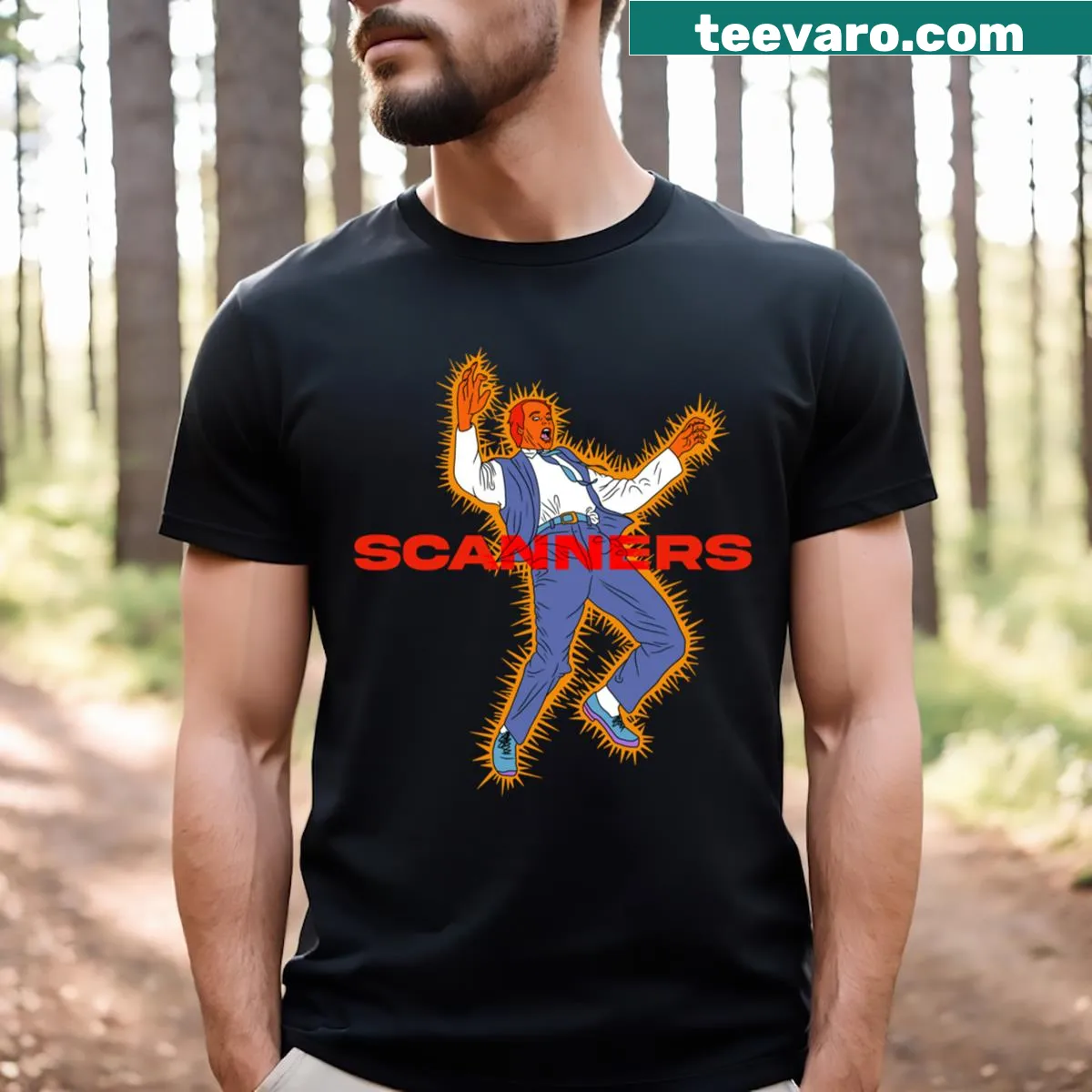 Graphic design inspired by the movie 'Scanners' on T-shirt — on a men's t-shirt