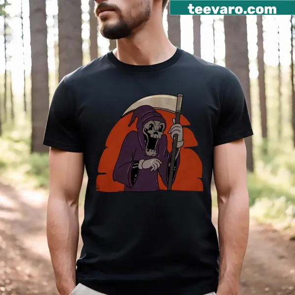 Playful cartoon skull ghost illustration on T-shirt