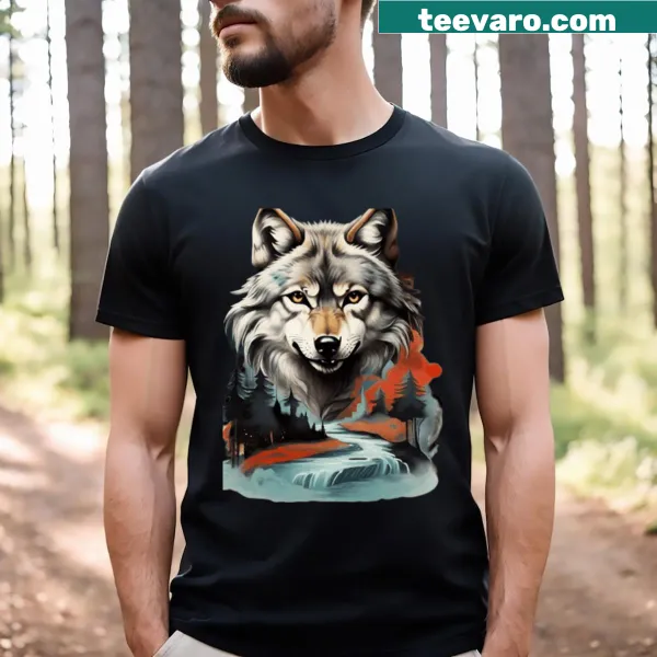 Illustrative wolf design t-shirt capturing the spirit of nature