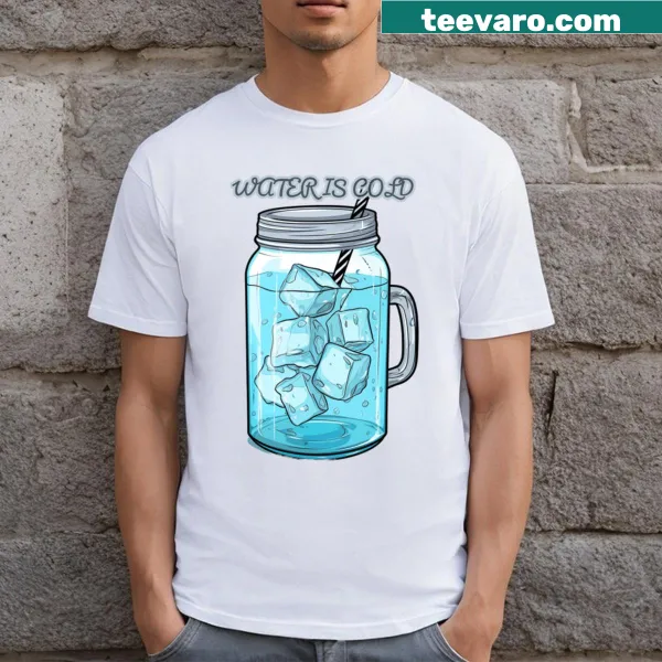 T-shirt featuring a graphic of a water bottle