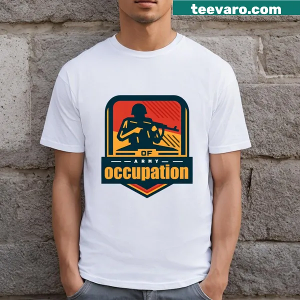 Graphic design reflecting Army of Occupation history on T-shirt