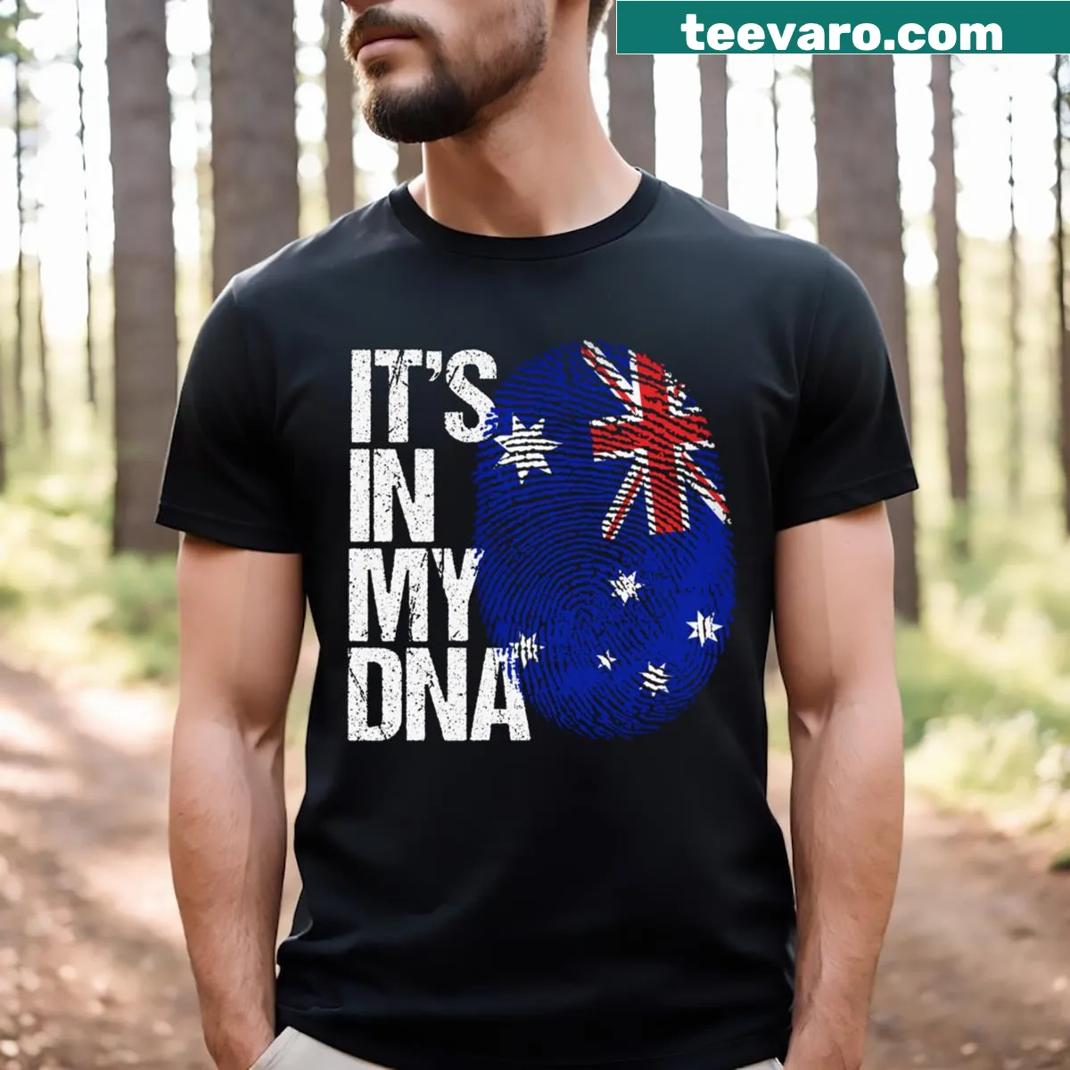 Humorous Australia DNA design on a T-shirt — on a men's t-shirt
