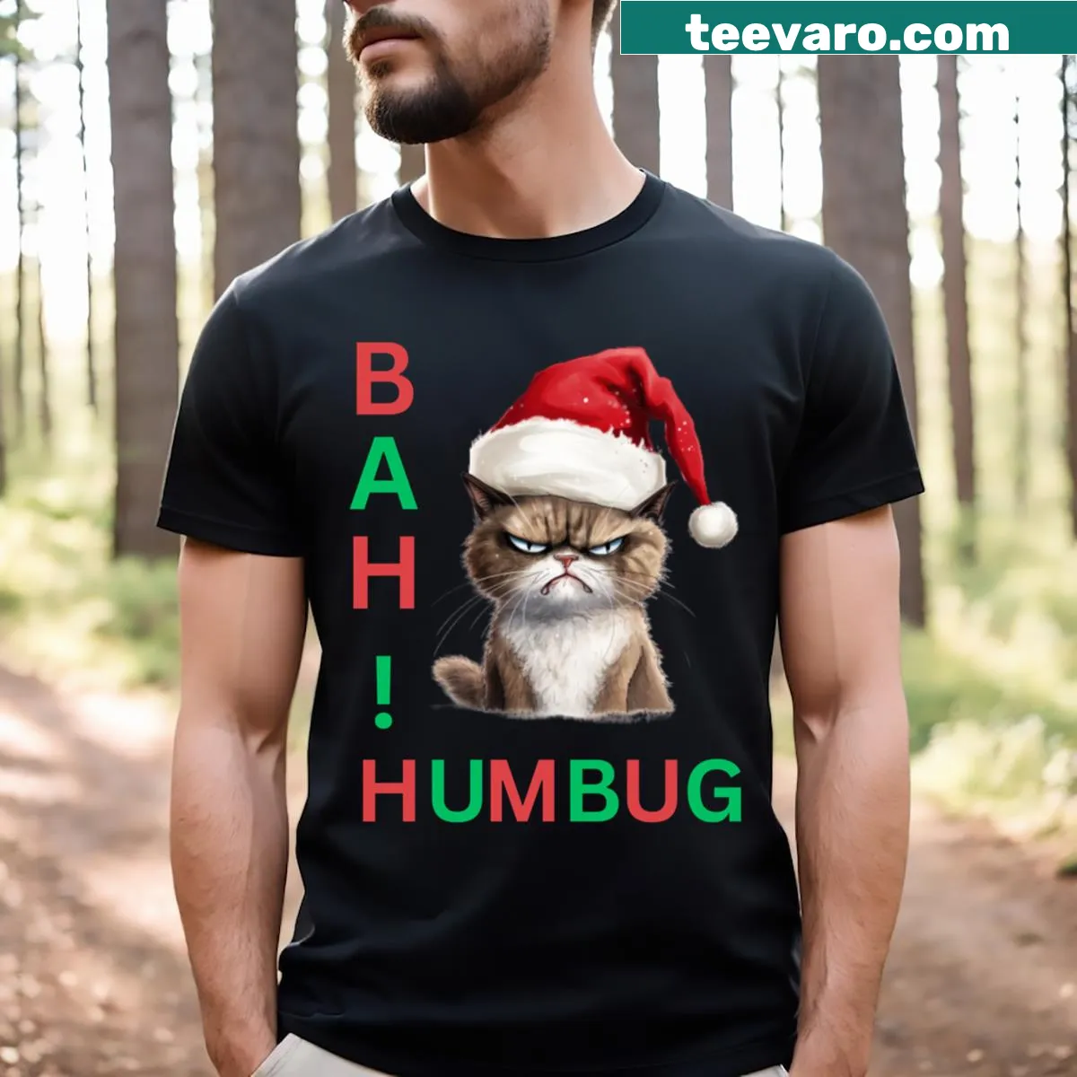 Funny Bah Humbug graphic on a casual t-shirt — on a men's t-shirt