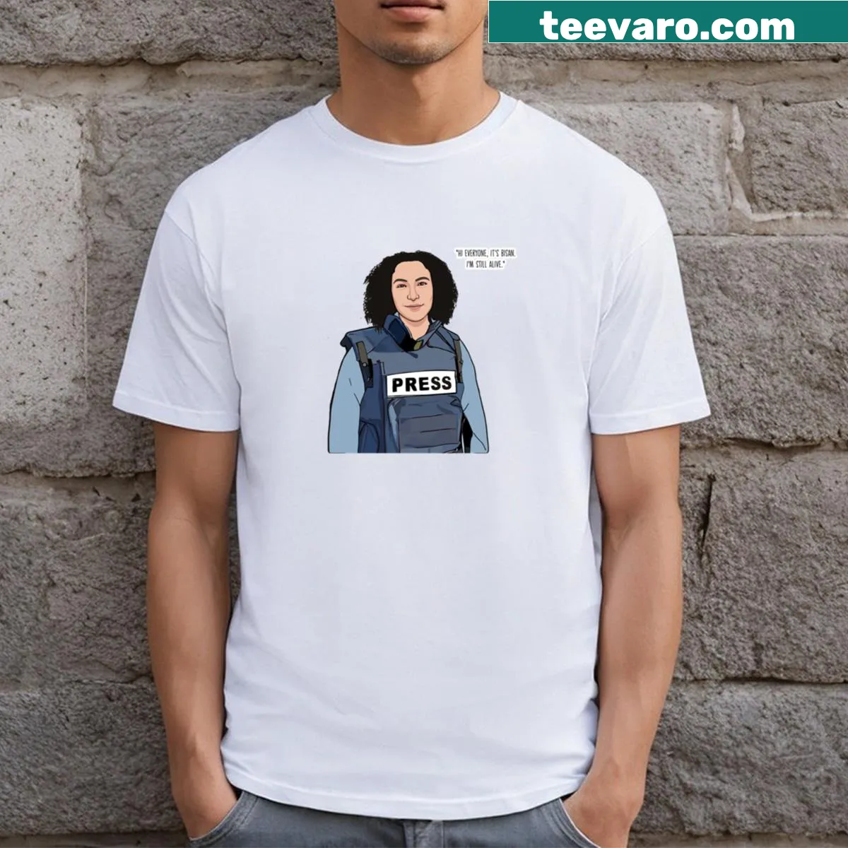 Tribute t-shirt highlighting Palestinian journalists with strong typography — on a men's t-shirt