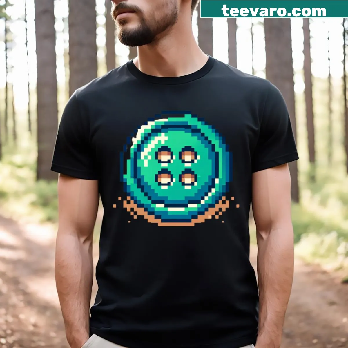 Playful beach-themed illustration on a whimsical T-shirt — on a men's t-shirt