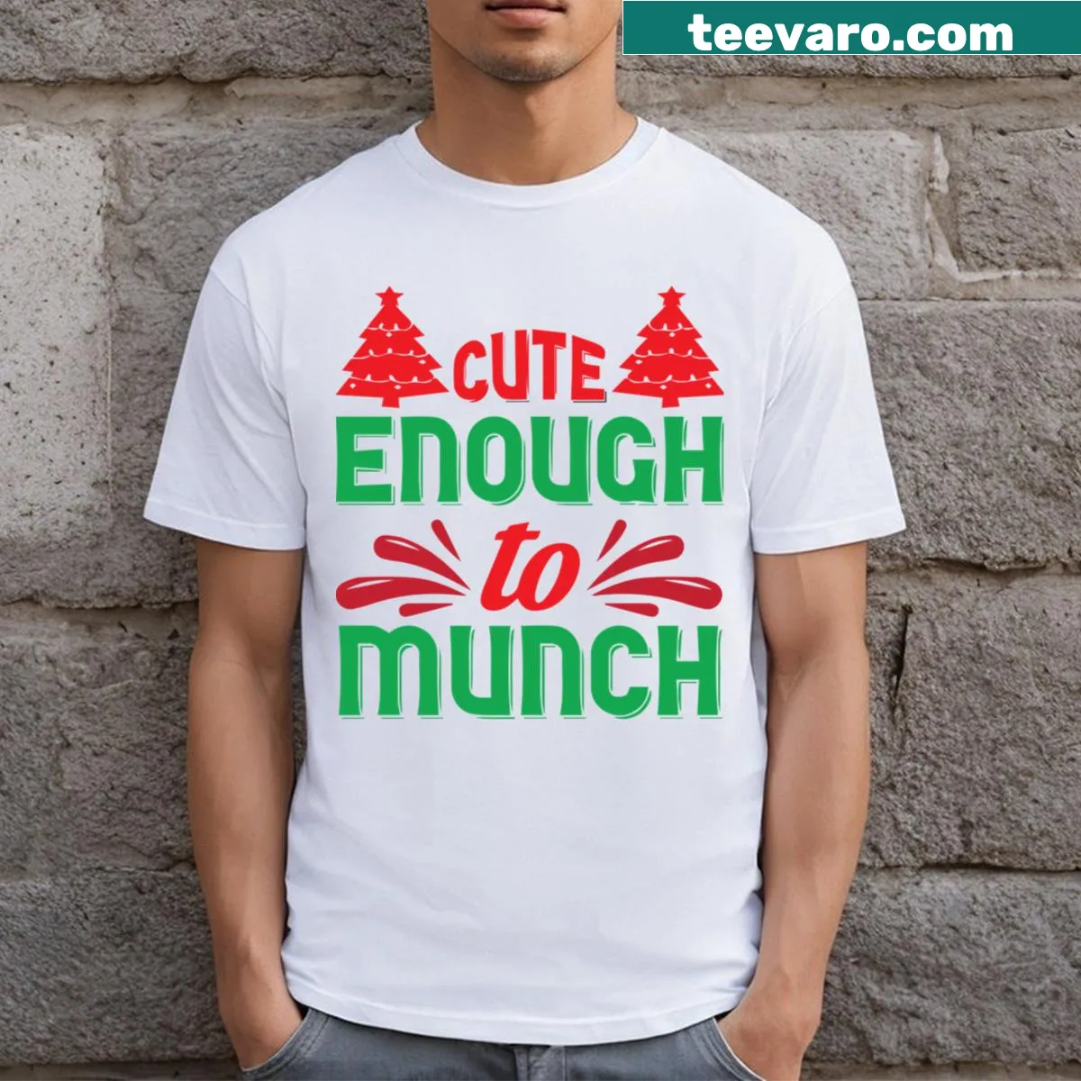 Cute cartoon design celebrating the joys of Christmas — on a men's t-shirt