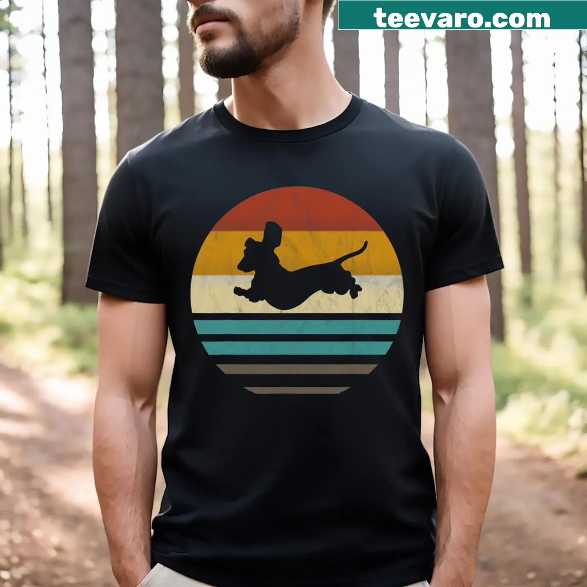 Vintage silhouette of a dachshund on a distressed T-shirt — on a men's t-shirt