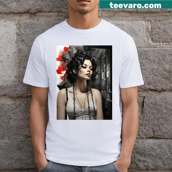 Noir-style feminist journey graphic T-shirt