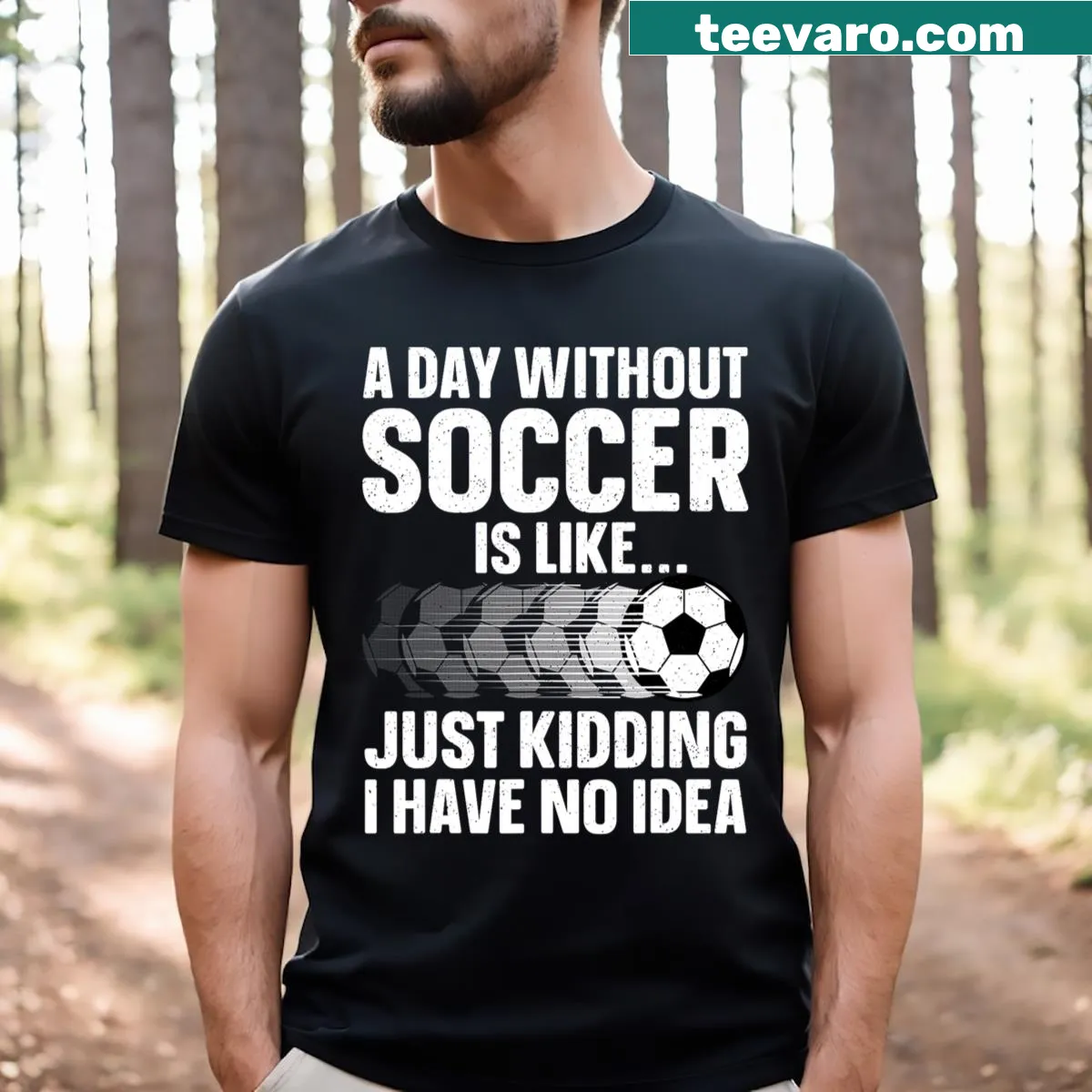 Humorous soccer-themed T-shirt for men with a fun design — on a men's t-shirt