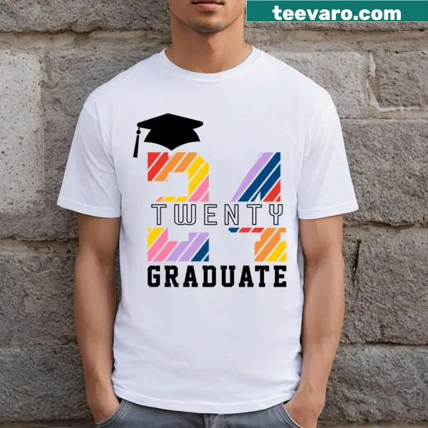 Essential T-shirt announcing 'Graduate 2024' in bold lettering