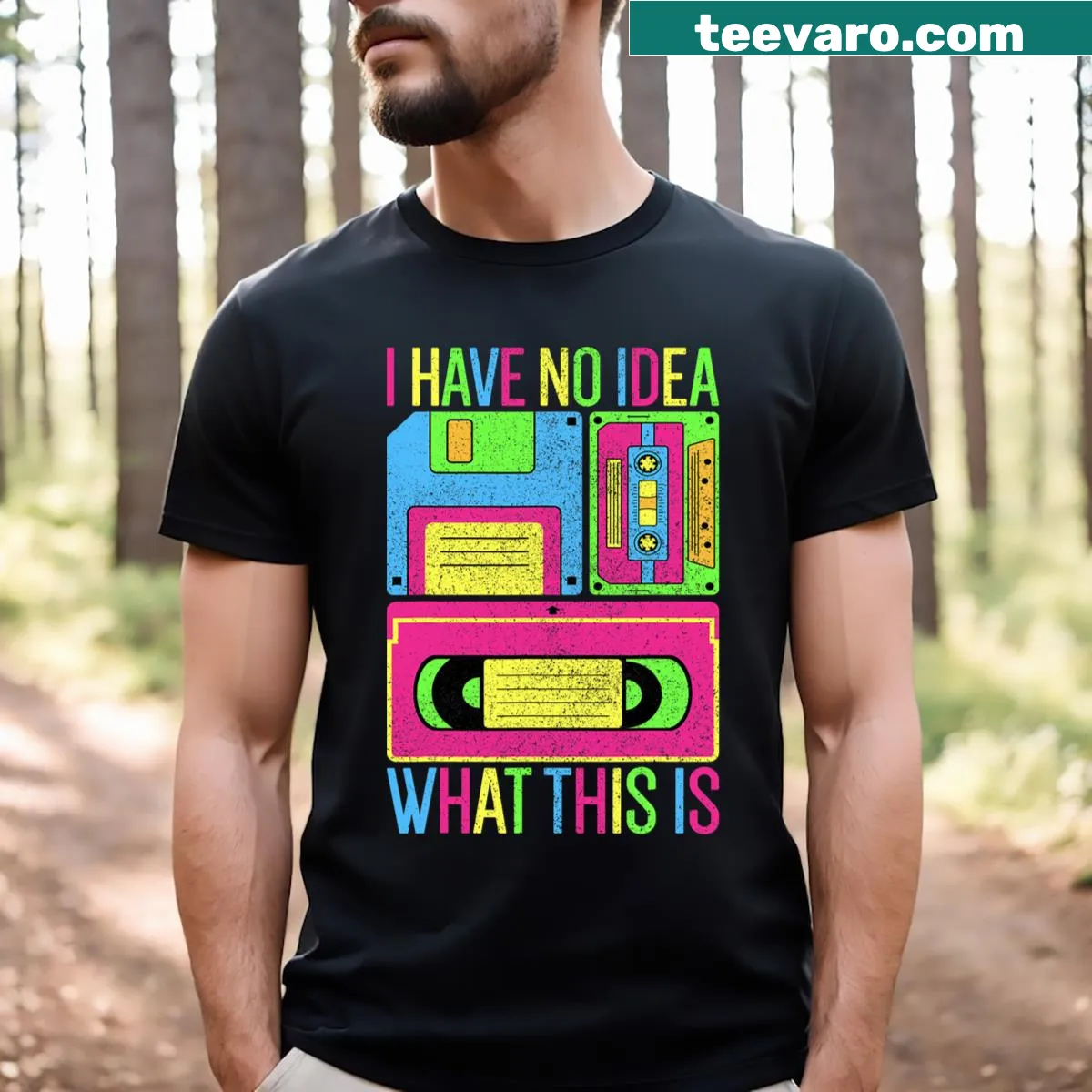 Humorous t-shirt about fashion confusion from the 70s, 80s, and 90s — on a men's t-shirt