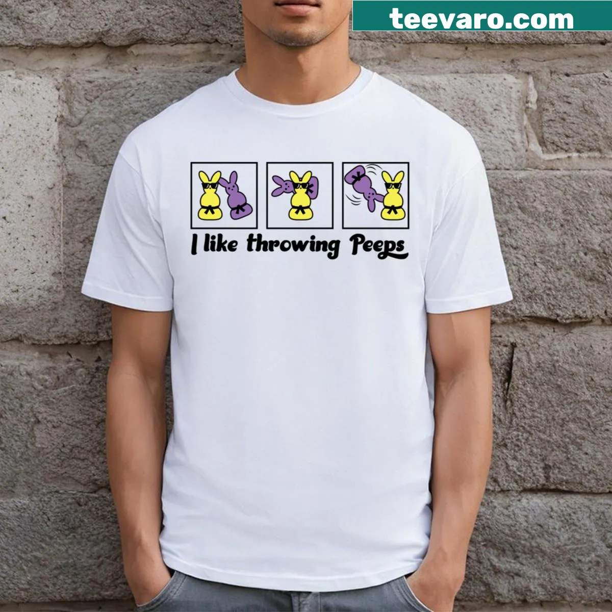 T-shirt with the phrase 'I Like Throwing Peeps' for judo and BJJ fans — on a men's t-shirt