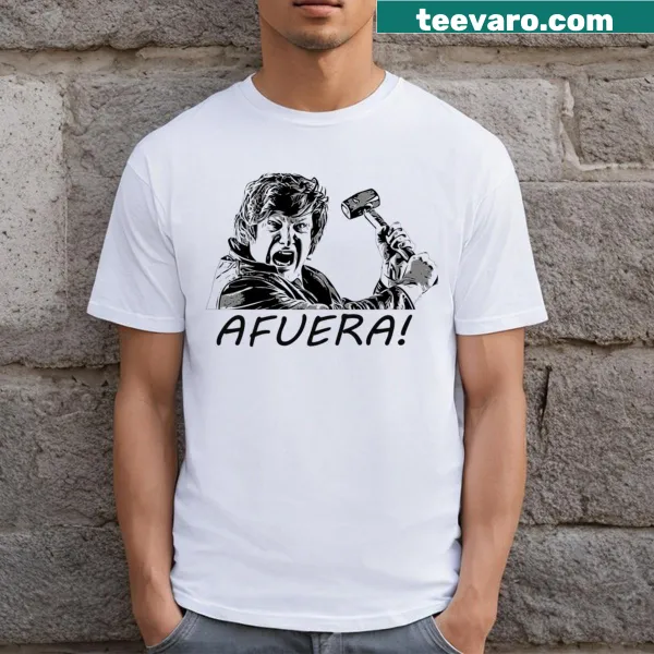Bold political T-shirt with Javier Milei Afuera text