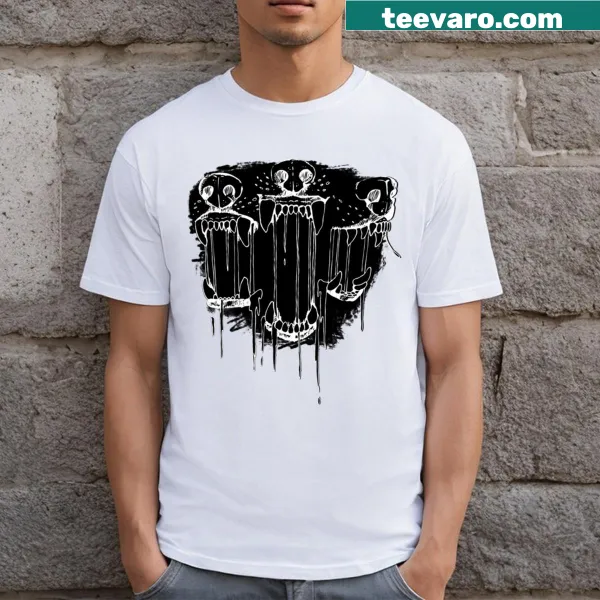 Minimalist white line graphic t-shirt with abstract phrase