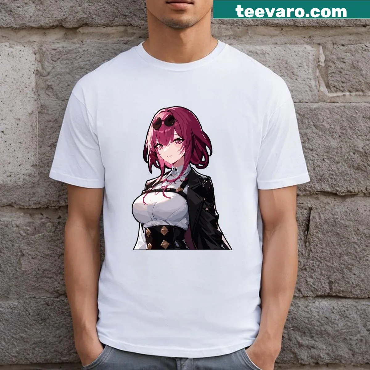 T-shirt showcasing Kafka from Honkai Star Rail 3. — on a men's t-shirt
