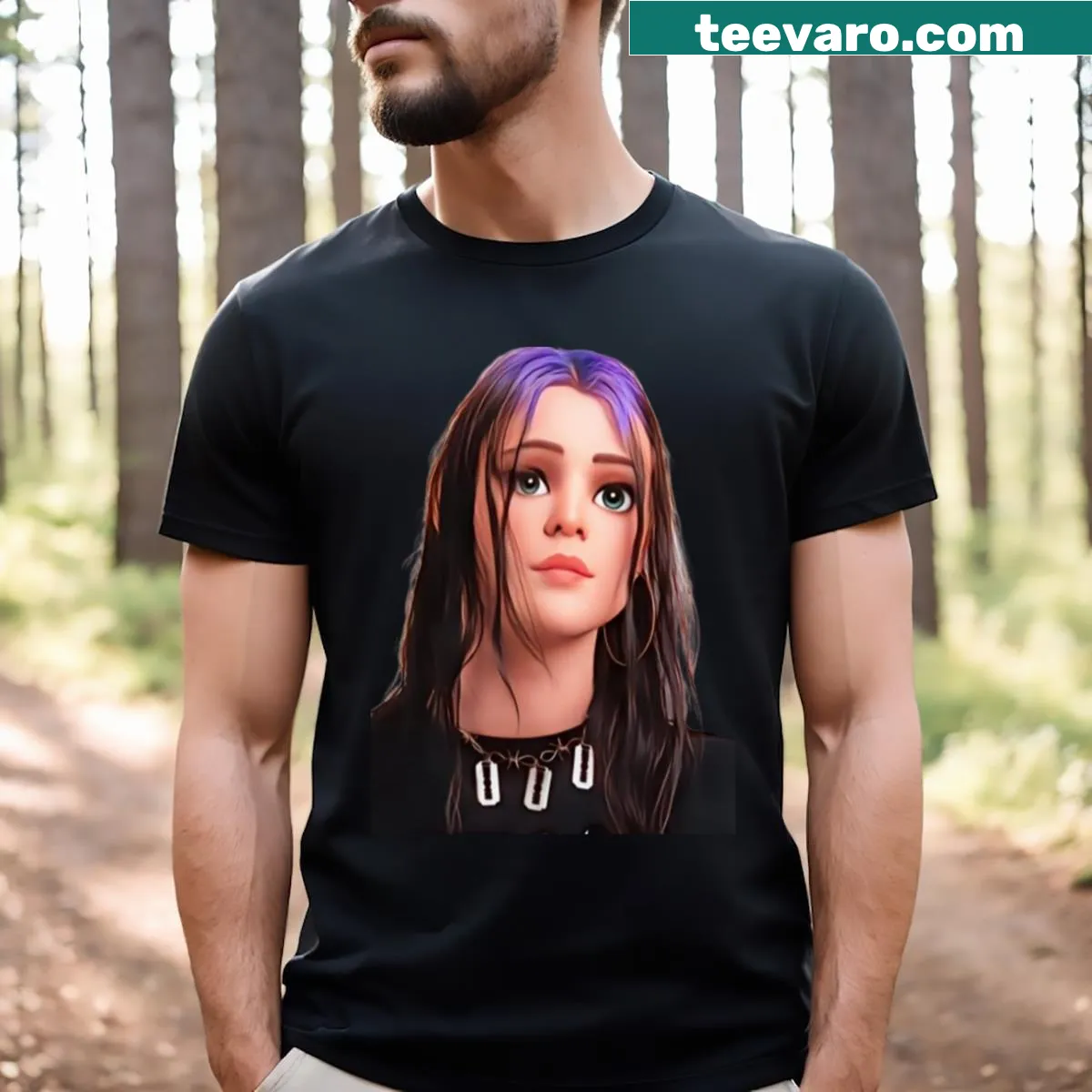 Cartoon Kim Dracula T-shirt featuring playful design — on a men's t-shirt