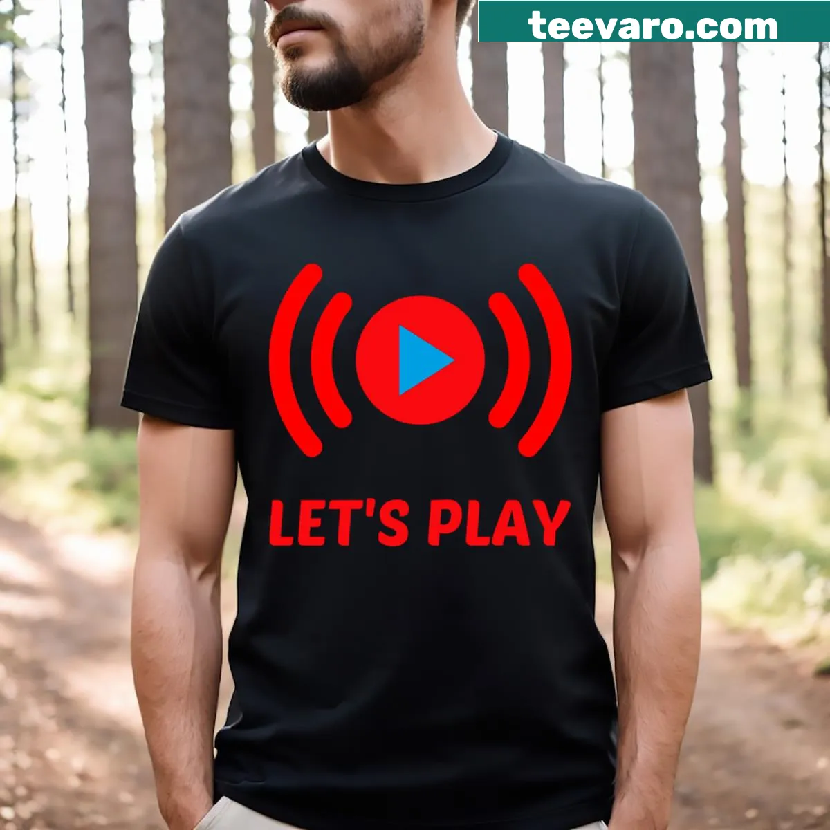 Playful Let's Play T-shirt with simple text — on a men's t-shirt